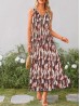 Abstract V -Neck Sleeveless Summer Dress